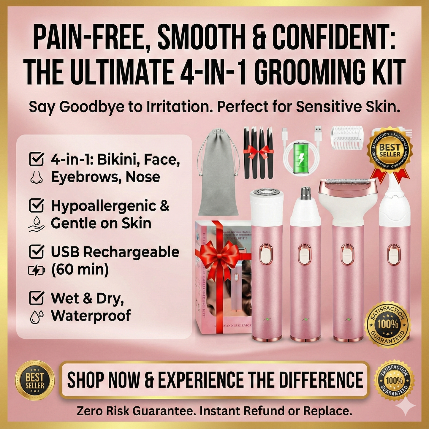 SmoothGoddess 4-in-1 Women's Grooming Kit