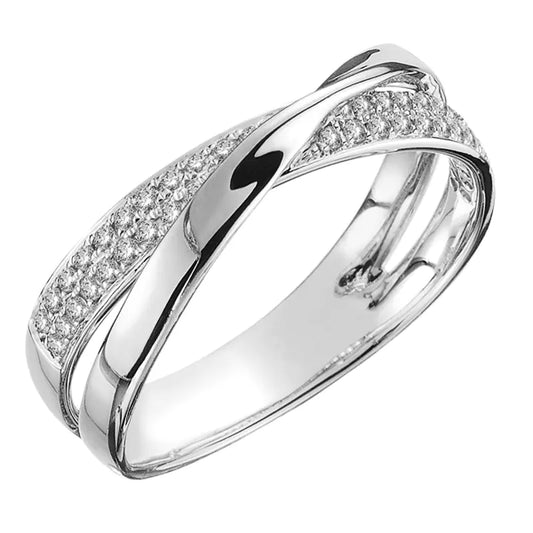 X-Shaped Two-Tone Zircon Copper Ring for Women